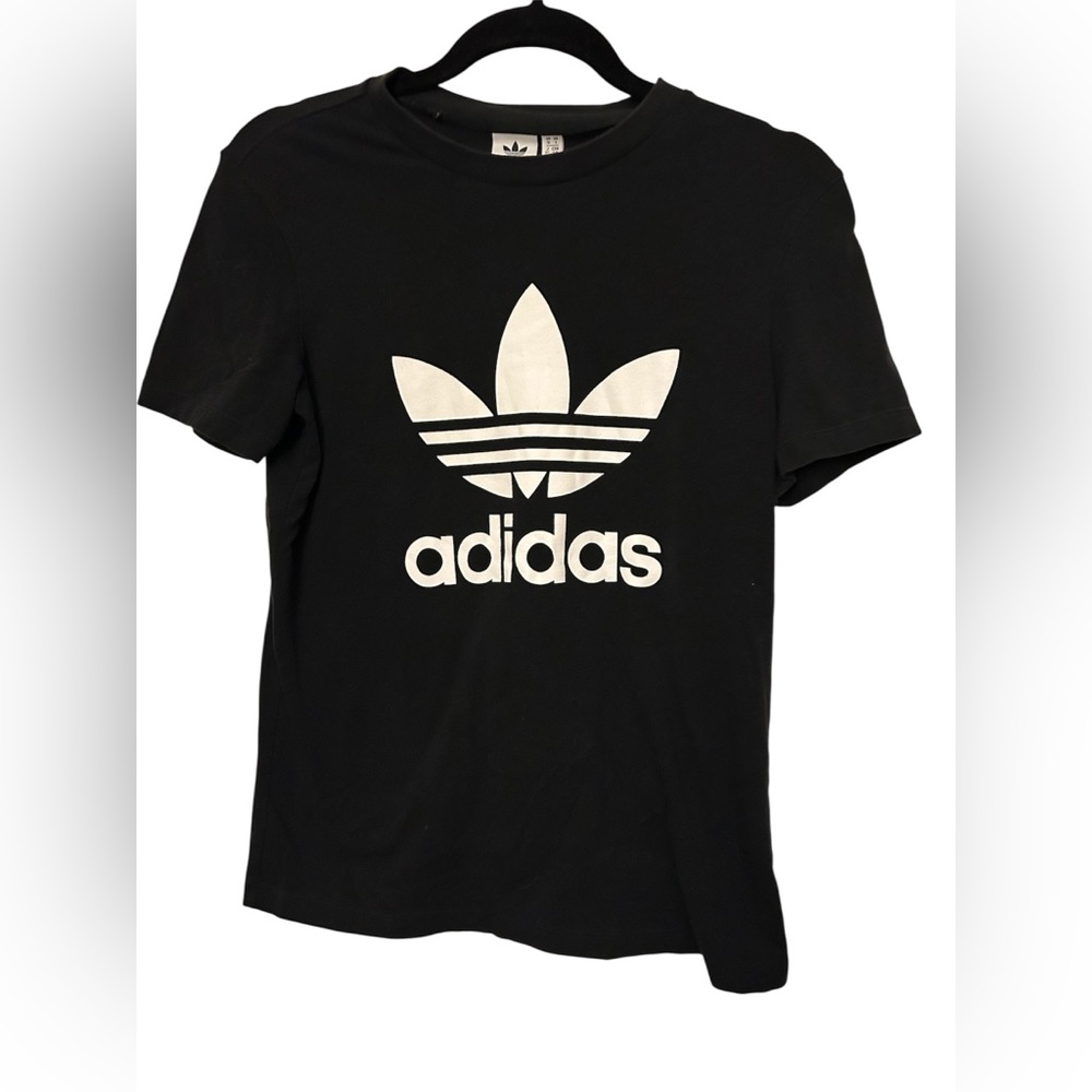 Adidas Women's Black and White Logo T‎ Shirt Size Small